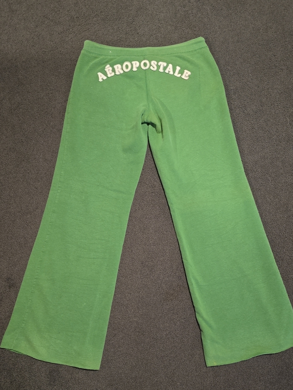 Lowrise Green Boot Cut Lounge Pants with White Logo